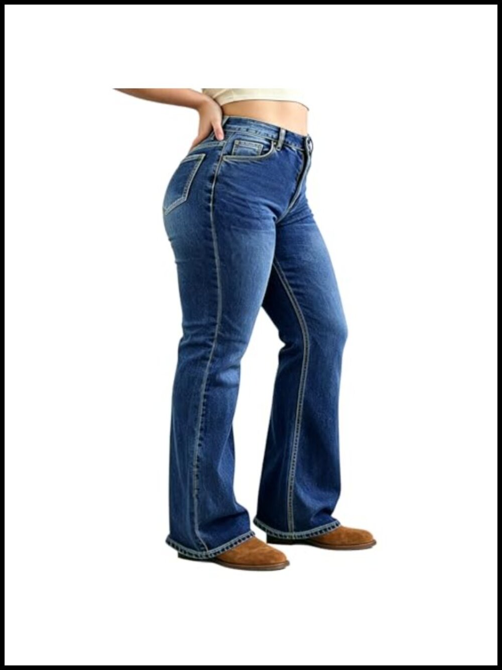 Plus Size Bootcut Jeans High Waisted Stretchy Flare Bell Bottom Denim